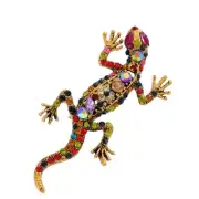 Brooch Lizard Colorful Rhinestones Gold Tone