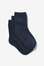 [Cotton On Kids] Cotton On Kids - Kids 3Pk Crew Socks - Indigo 1-4 INDIGO