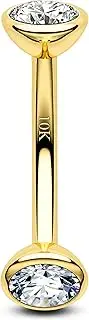 [COCHARM] Solid Gold Rook Earrings Yellow Gold Snake Eye Eyebrow Rings 16g Real Gold Rook Barbell 8mm Curved Eyebrow Piercing 10K t Gold Upper Ear Barbell Earrings