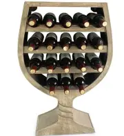 CoTa Global Modern Wine Glass Shaped Wall Mounted Wooden Wine Rack - 18 Bottles