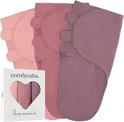 Comfy Cubs Swaddle Blanket Baby Girl Boy Easy Adjustable 3 Pack Infant Sleep Sack Wrap Newborn Babies (Small 0-3 Months, Blush, Mauve, Mulberry)