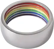 [Baluue] 1pc Rainbow Ring Wedding Woman Pride Rings Dainty Wish Iridescent Gay Men Promise Rainbow Color Ring Rainbow Finger Ring Decorative Finger Ring Colorful Stainless Steel