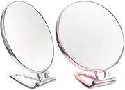 TOVINANNA 2pcs Vanity Mirror Tabletop Mirror Dual- Side Mirror Oval Mirror Woman Dual-Side Makeup Mirror Folding Makeup Mirror Square Mirror Table Makeup Mirror Oval Cosmetic Mirror Plastic