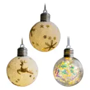 LED Christmas Ball Bulb Shaped Ornament Reindeer Snowflake Xmas Tree Baubles
