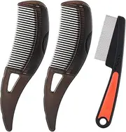 Dnfnb Stainless Steel Fine Tooth Comb, Scalp Psoriasis Comb, Dandruff Remover Comb, Lice Comb, Set of 3 for Thick, Fine, Curly Hair, Adults, Men, Women