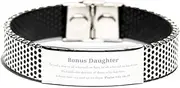 [Generic] Daughter Stainless Steel Bracelet Christian Inspirational Jewelry Hope Gifts for Birthday Graduation Christmas Easter Psalm 145:18-19, Small, Silver Plated Zinc, Cubic Zirconia