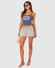 EDIKTED Womens Micah Denim Mini Skirt LIGHT-GREY