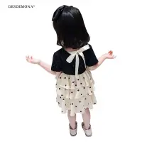 在飛比找蝦皮商城優惠-2022女童波點蛋糕裙夏季新款韓版寶寶雪紡裙小洋裝洋氣連衣裙