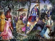 KrishnaCulture Jhulan with Gopis CV101TB Canvas Art 9X12"