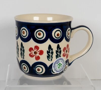 Boleslawiec Polish Pottery Peacock Mug. Hand-Made. New + Fast Shipping