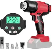 Cordless Heat Gun for Milwaukee 18V Battery, Hot Air Gun with 5 Nozzles, 2-Temp Settings Max 550°C for Shrink Tubing Vinyl Wrap Crafting, Colour Removal, Electronics