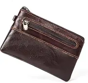 [BRUIQIM] Leather Zipper Coin Purse for Women,Portable Change Wallet,Coins Pouch with Zipper for Men,Small Pouch Change Purse Coin Bag with 2 Pockets,Mini Coin Pocket Pouch Change Card Holder for Adult/Student