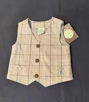 Peter Rabbit plaid vest size 1 boy girl NWT