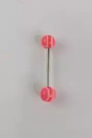 Glow In The Dark Luminous Pink/ White Barbell Tongue Rings Body Piercing.