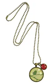 Bird With Mini Swirl Charm Necklace--NES-PJBIRD1