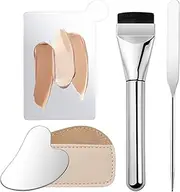 Makeup Foundation Mixing Plate - Stainless Steel Makeup Mixing Palette with Spatula,4X Ergonomic Mixer for Eyeshadow Even Application for Mother, Girlfriend