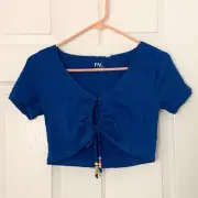 PacSun Blue Keyhole Tie Front Crop Top - Size S