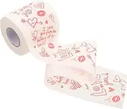 FRCOLOR 1 Roll Printed Tissue Toilet Cleaner Toilet Cleaning Paper Tissue Dispenser Loo Valentines Bathroom Scrubber Commercial Valentine’s Wipes Toothbrush Cup Joke Pink Napkins Paper Red
