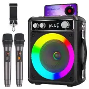 Karaoke Machine for Adults & Kids, Portable Bluetooth Speaker with 2 Wireless...