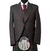 Men's Brown Argyle Wool Plaid Kilt Jacket with Waistcoat