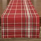 Park Designs Noelle Plaid Table Runner 15" x 72" Christmas Plaid Red White Green
