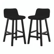 Yael Boucle Upholstered High-Back Bar Stool (Set of 2) Black