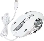 Wired Gaming Mouse, 3600 DPI Adjustable RGB Backlight PC Gaming Mice with 6 Buttons Ergonomic Computer USB Mouse Plug and Play for XP//7/8 (White Audible Mouse)