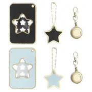 2 Pcs Retractable Badge Holders, Cute Leather ID Holder, Light Blue/Black