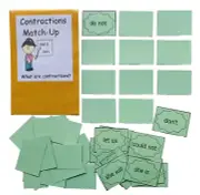 Educational Literacy Center Learning Resource Game Contractions Match-Up