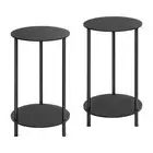 End Tables Set of 2, Small Side Table, 2-Tier Nightstand with Storage Black