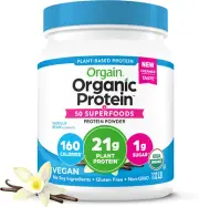 Orgain Organic Vegan Protein + 50 Superfoods Powder, Vanilla Bean - 21G Plant Ba