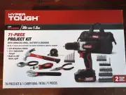 Hyper Tough 20V Max Lithium-Ion 3/8 inch Cordless Drill, 71-Piece Home Tool Set