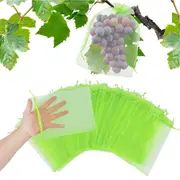 100Pcs Strawberry Fruit Grow Bags Netting Mesh Plant Protection Bags-Mint Green