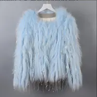 在飛比找ETMall東森購物網優惠-2020海寧進口韓版創意貉子毛皮草編織外套冬季貉毛仙女亮片流