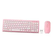 Wireless Keyboard and Mouse Combo, Compact Quiet Wireless Keyboard and pink