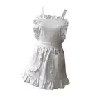 White Ruffles Maid Apron with 2 Pockets Cosplay Costume