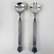 Southern Living Salad Servers Set Hammered Silver Metal Conroy NEW
