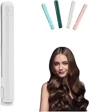 Dualglam Mini Dual-Purpose Curling Iron, 2-in-1 Portable Curly Wand and Flat Iron, Cozy Home Curling, for All Hair Types (White)