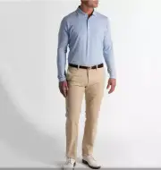 New Fairway & Greene Citadel Long Sleeve Dot Natural Polo Shirt Bluff N11530 PK