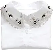 [Flyou] Lady Shirt False Collar Lace Half Shirt Detachable False Faux Collar Cuff Cotton Choker Tie