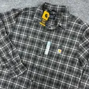 Carhartt Rugged Flex Flannel Shirt Mens XL Gray Lightweight Long Sleeve Plaid