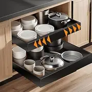 SIMTWO 2 Pack Pull Out Drawers for Cabinets Expandable, Pull Out Cabinet Organizer Adhesive, Slide Out Drawers Shelves for Kitchen Cabinets Organization Adjustable Width 32cm to 52cm