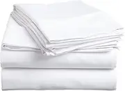[American Linen] Egyptian Cotton Sateen White Solid 1200 Thread Count 4 Pieces Olympic Queen Bed Sheet Set 100%-Egyptian Cotton,14 Inches Deep Pocket