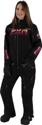 FXR Maverick Lite Ladies One Piece Snowmobile Suit, black-pink, Size 8 for Women Black Pink