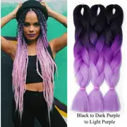 62cm Synthetic Gradient Coloured Braiding Hair Extensions -Black&Dark Purple&Light Purple