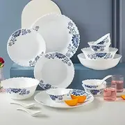 [Larah by BOROSIL] Leona Silk Series Opalware Dinner Set | 35 Pieces for Family of 6 | Microwave & Dishwasher Safe | Bone-Ash Free | Crockery Set for Dining & Gifting | Plates & Bowls | White