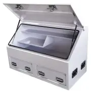 White Steel Tool Box 1210mm Truck Box Ute Box Industrial With 2 Drawers & Shelve