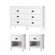 Oikiture 6 Chest of Drawers and 2 Bedside Tables Vintage Nightstands Bedroom Set