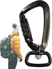 Locking Carabiner Clip - Auto-Locking Dog Harness Carabiner,360-degree Swivel Rotating Twist Lock Caribeeners, Outdoor Backpack Carabiner for Keychains