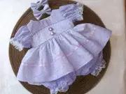 Cabbage Patch 16" Lilac Dots & Gingham Doll Dress Bloomers 2 Matching Hair Bows